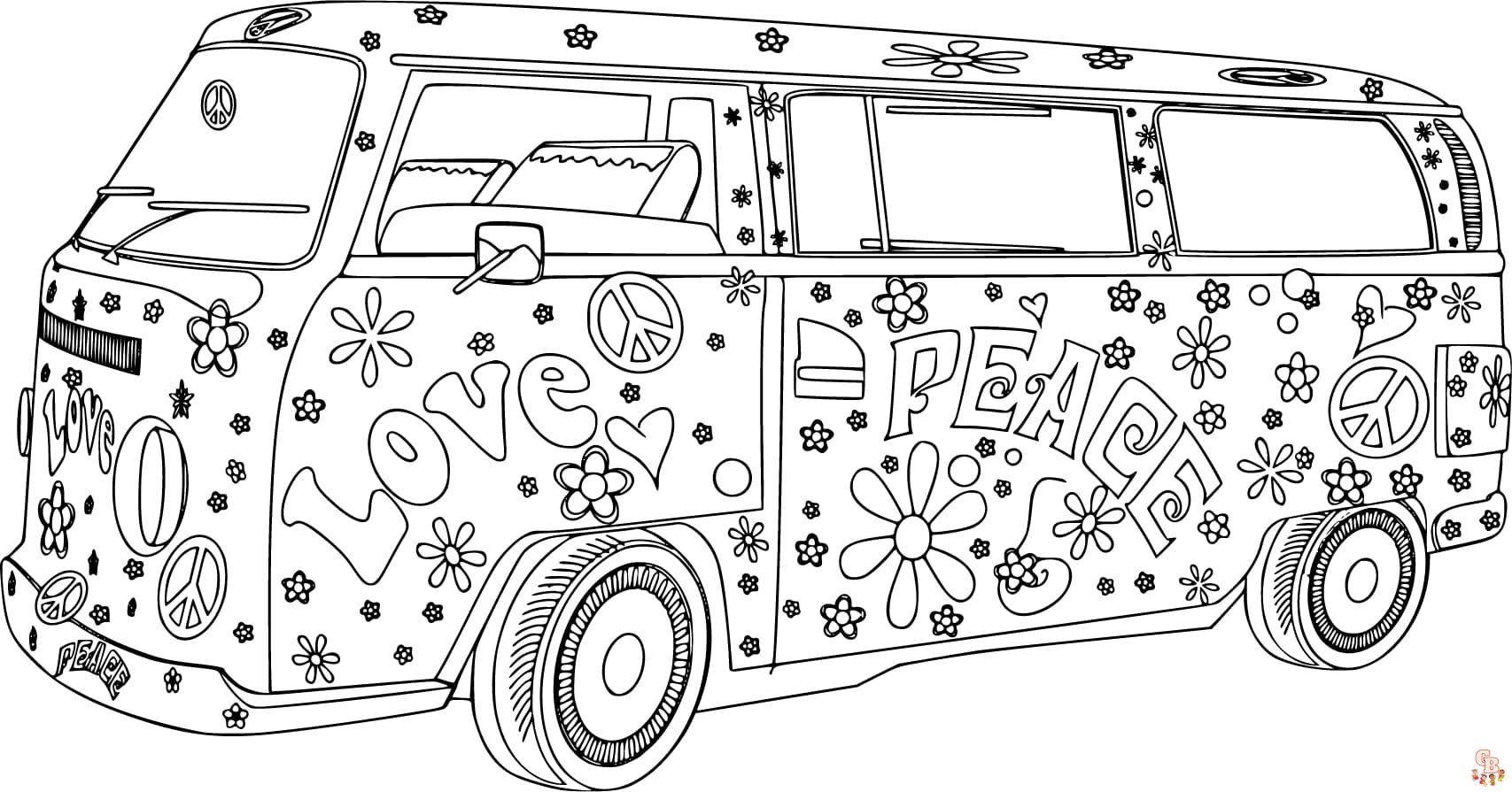 Hippie Coloring Pages
