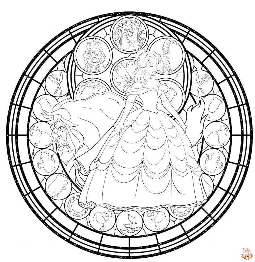 beauty and the beast stained glass window coloring book