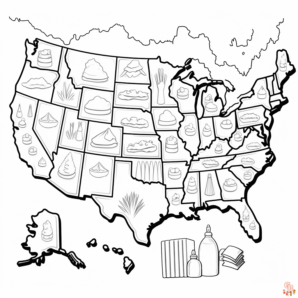 Printable US map coloring sheets