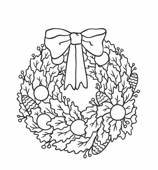 Printable Wreath Coloring Pages Free For Kids And Adults