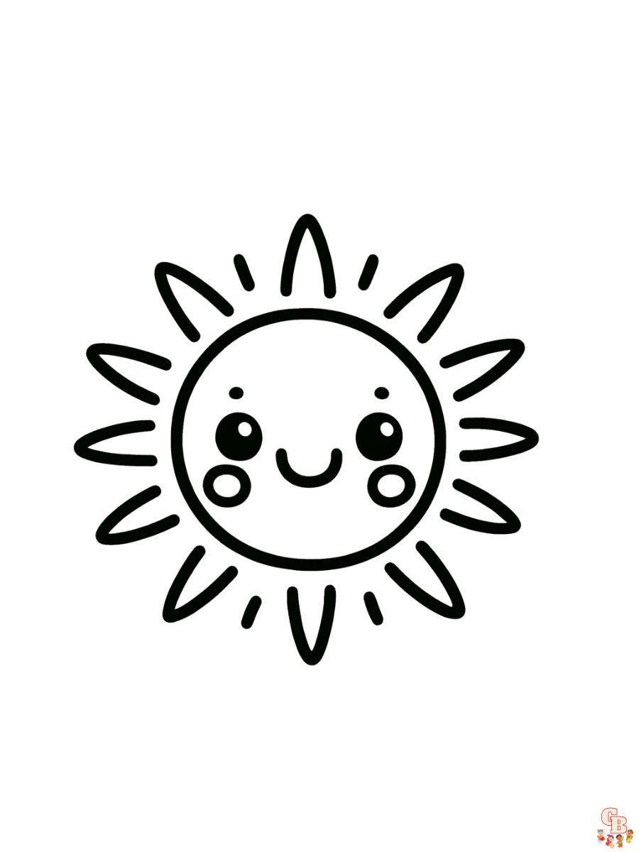 Printable cute sun coloring pages