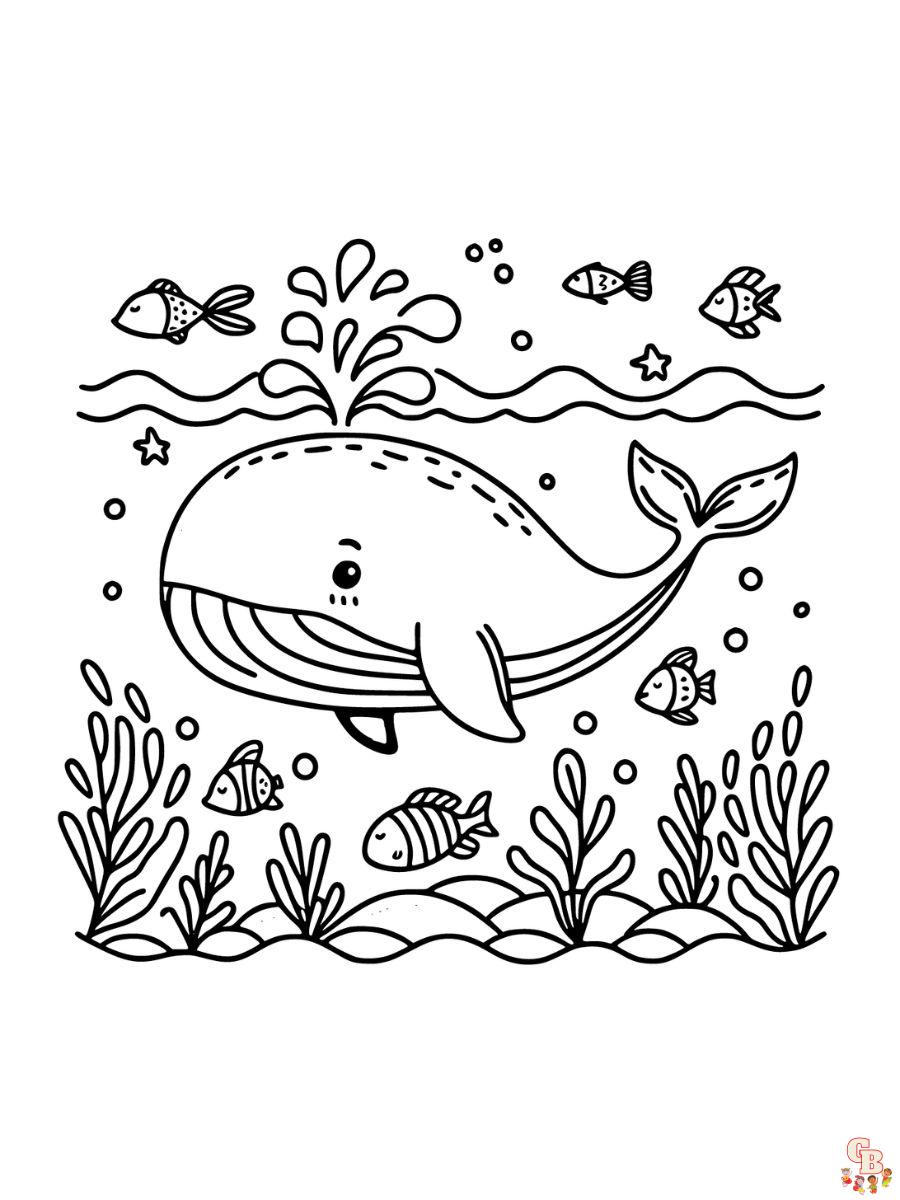 Simple blue whale coloring pages