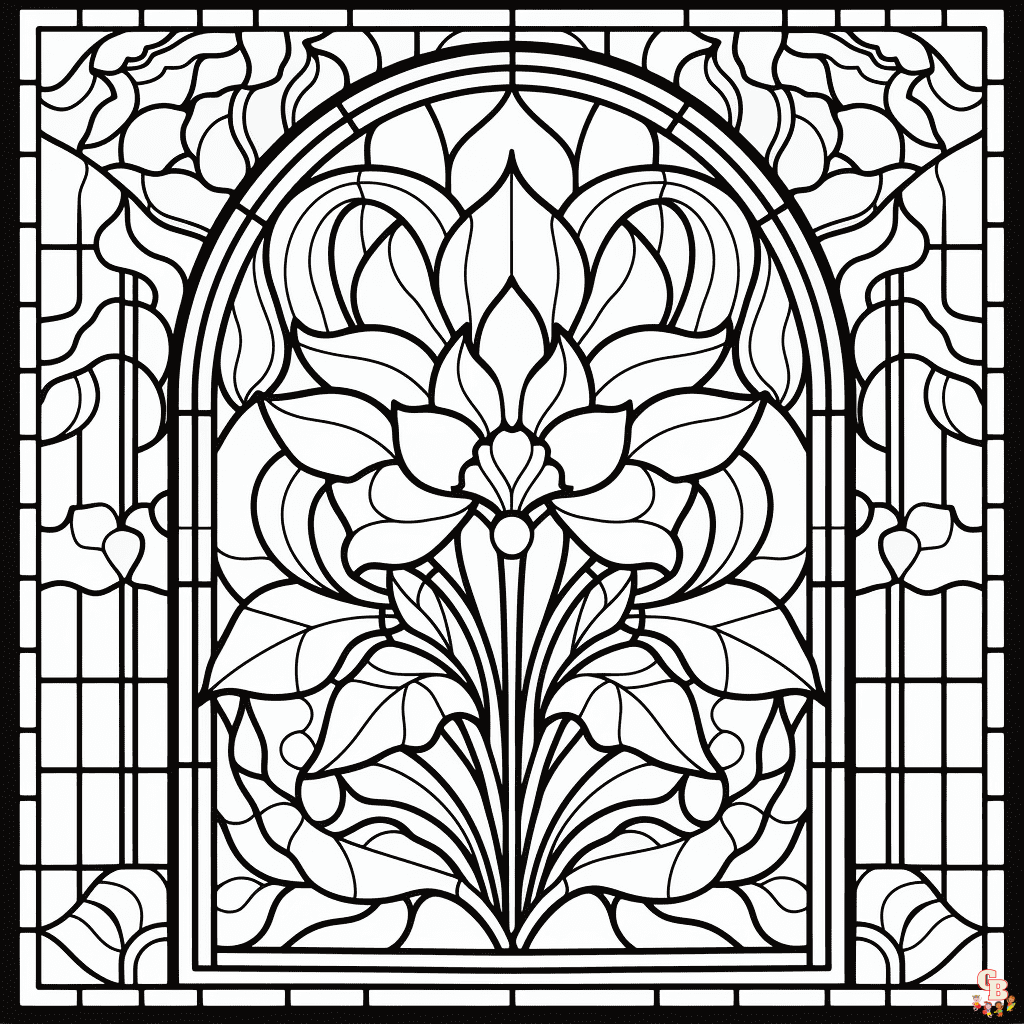 Stained glass coloring pages printable free