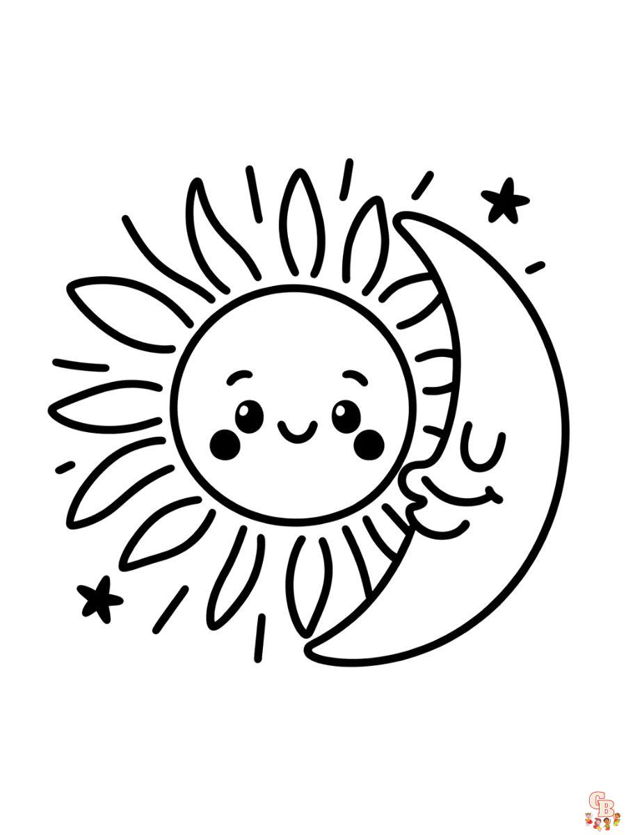 太陽と月のぬり絵は無料