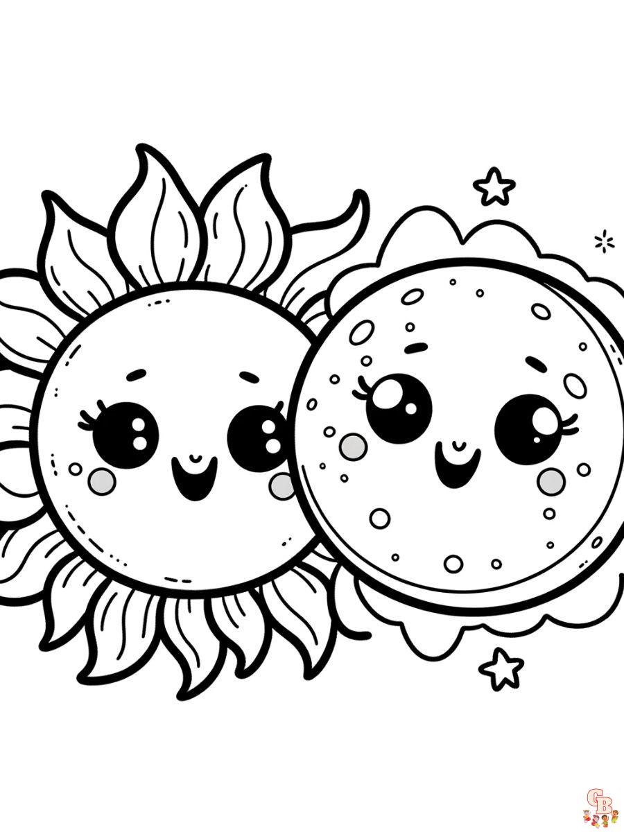 Sun and Moon Coloring Pages printable