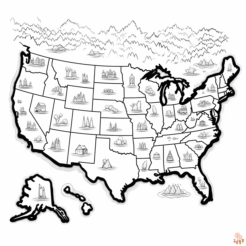 US map coloring pages printable free