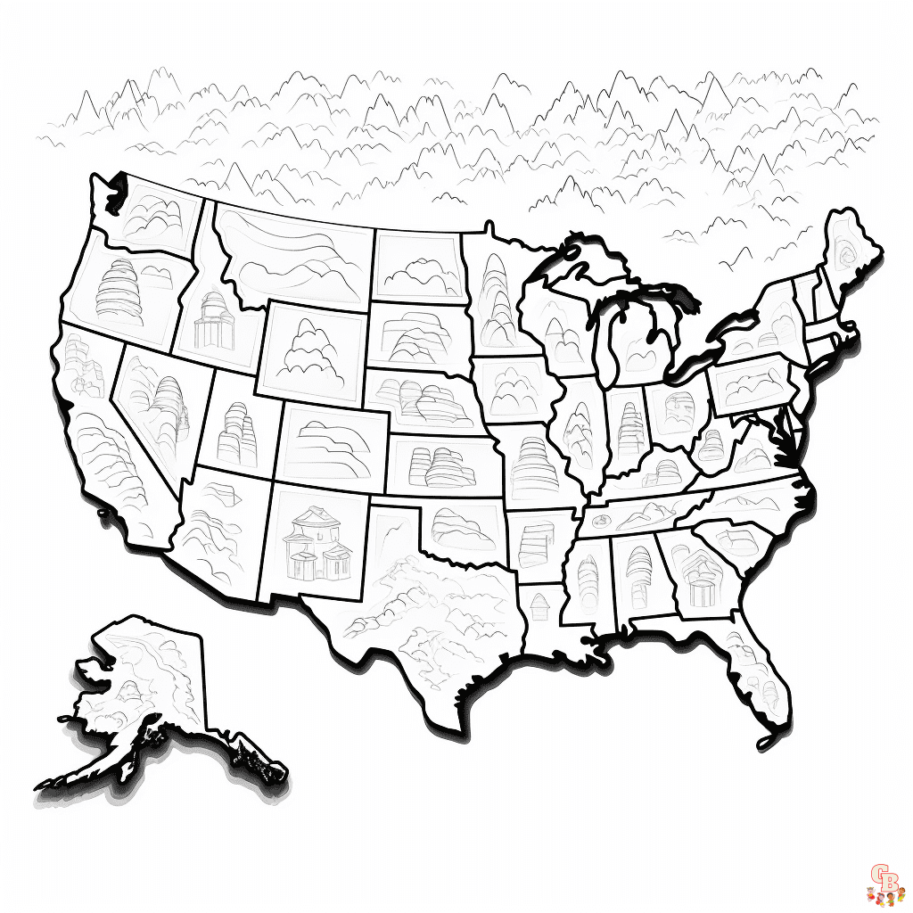 US map coloring pages printable
