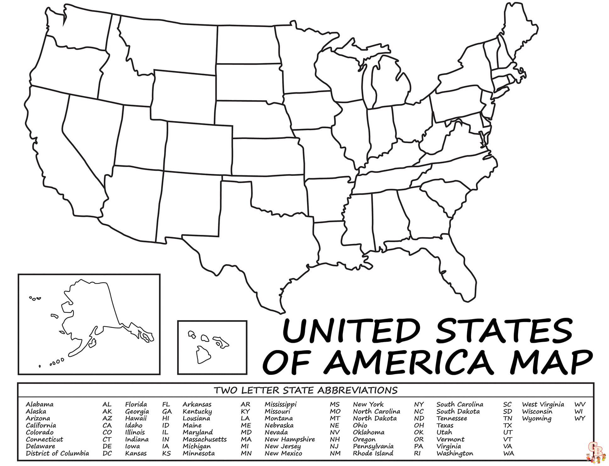 US map coloring pages to print