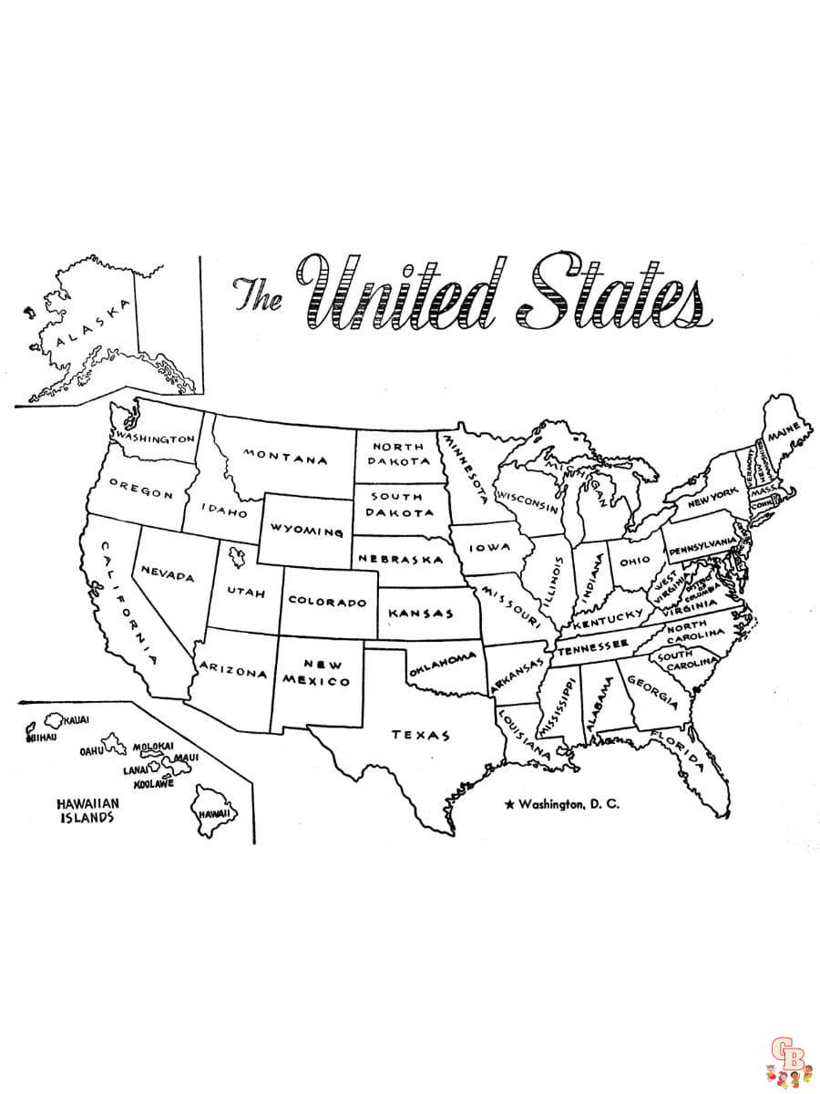 US map coloring pages