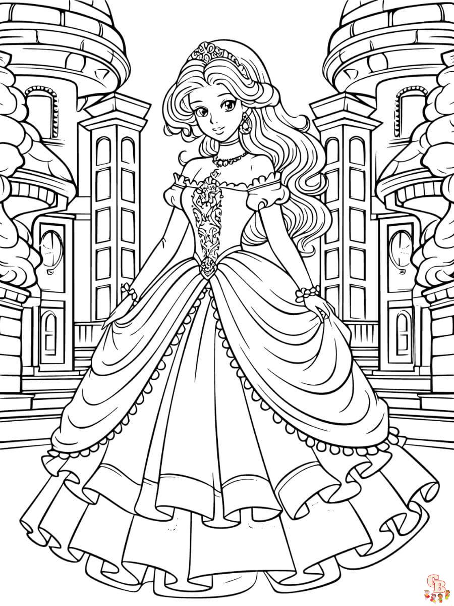 Página para colorear de princesa chica anime