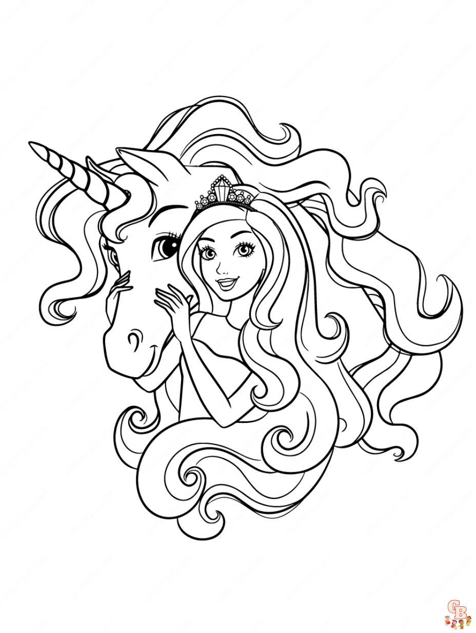 dibujos de barbie unicornio para colorear