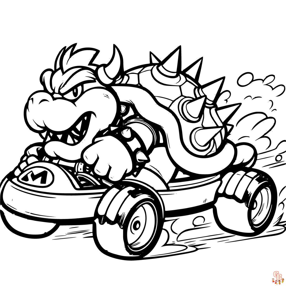 bowser kart coloring pages