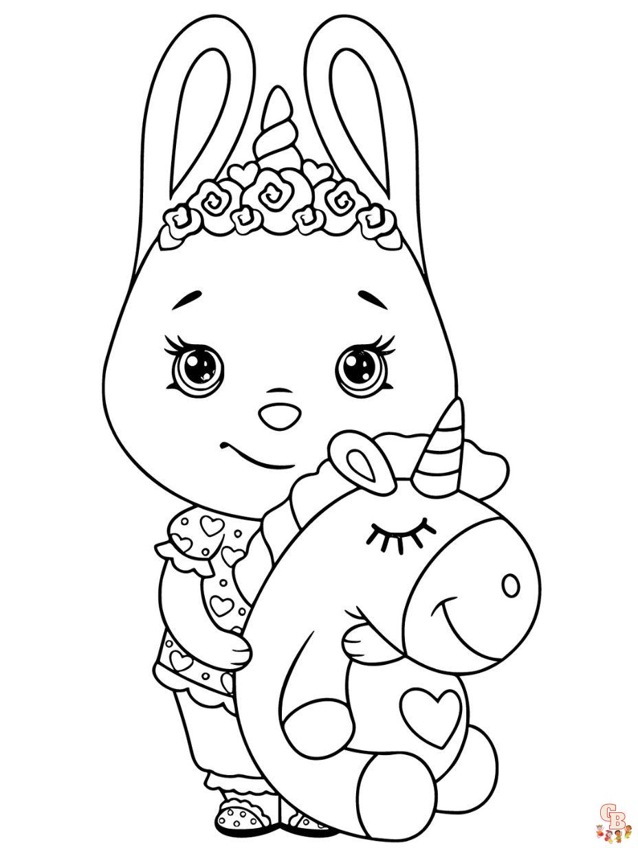 bunny unicorn coloring pages