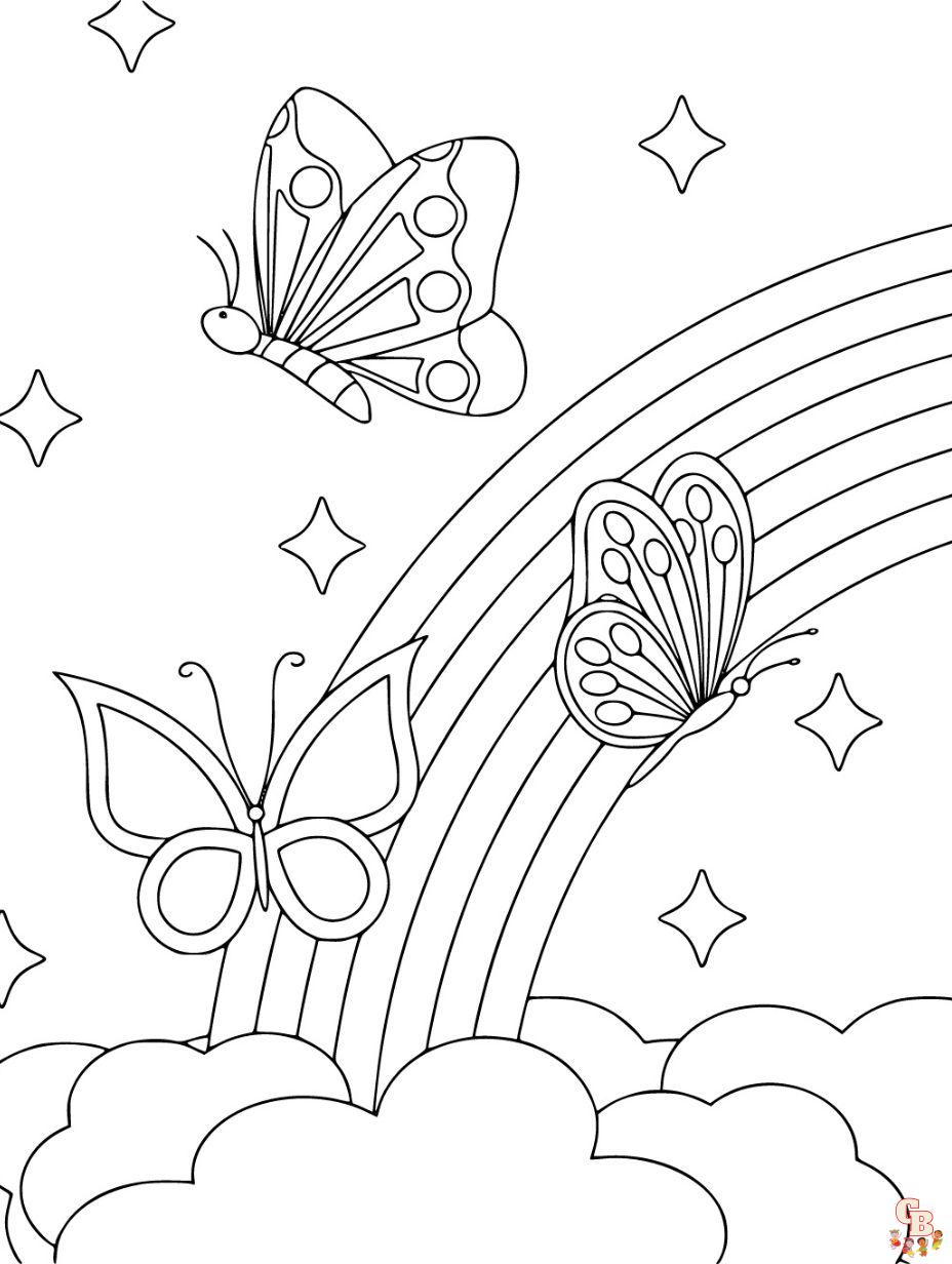 butterfly and rainbow coloring pages