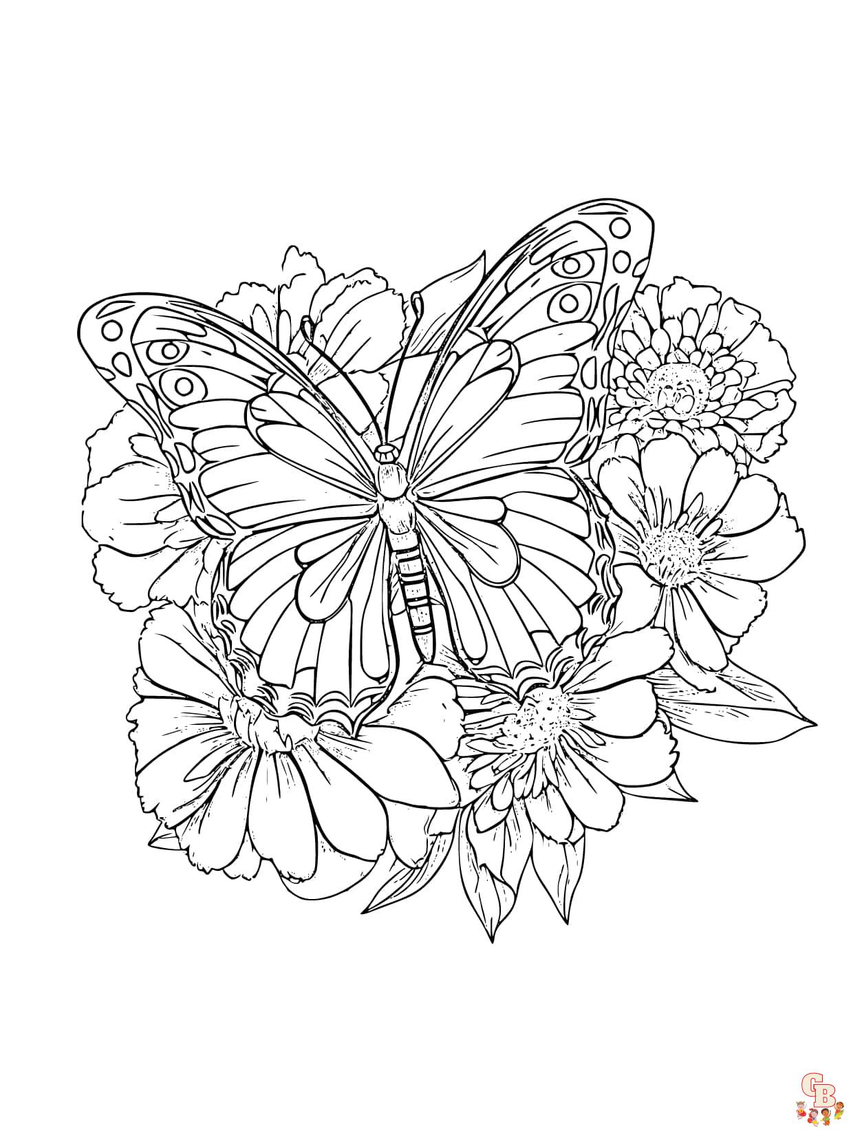 butterfly flower coloring pages edge