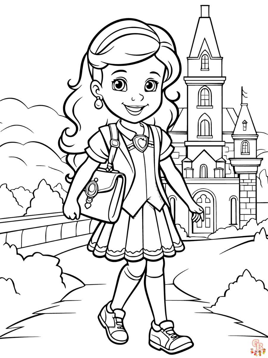 Página para colorear de princesa del castillo