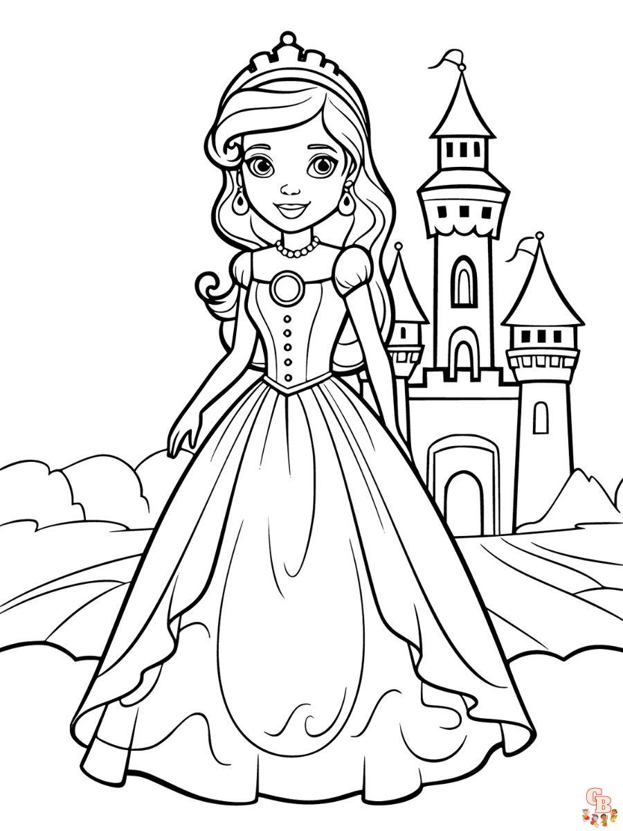 castillo con princesa dibujos para colorear