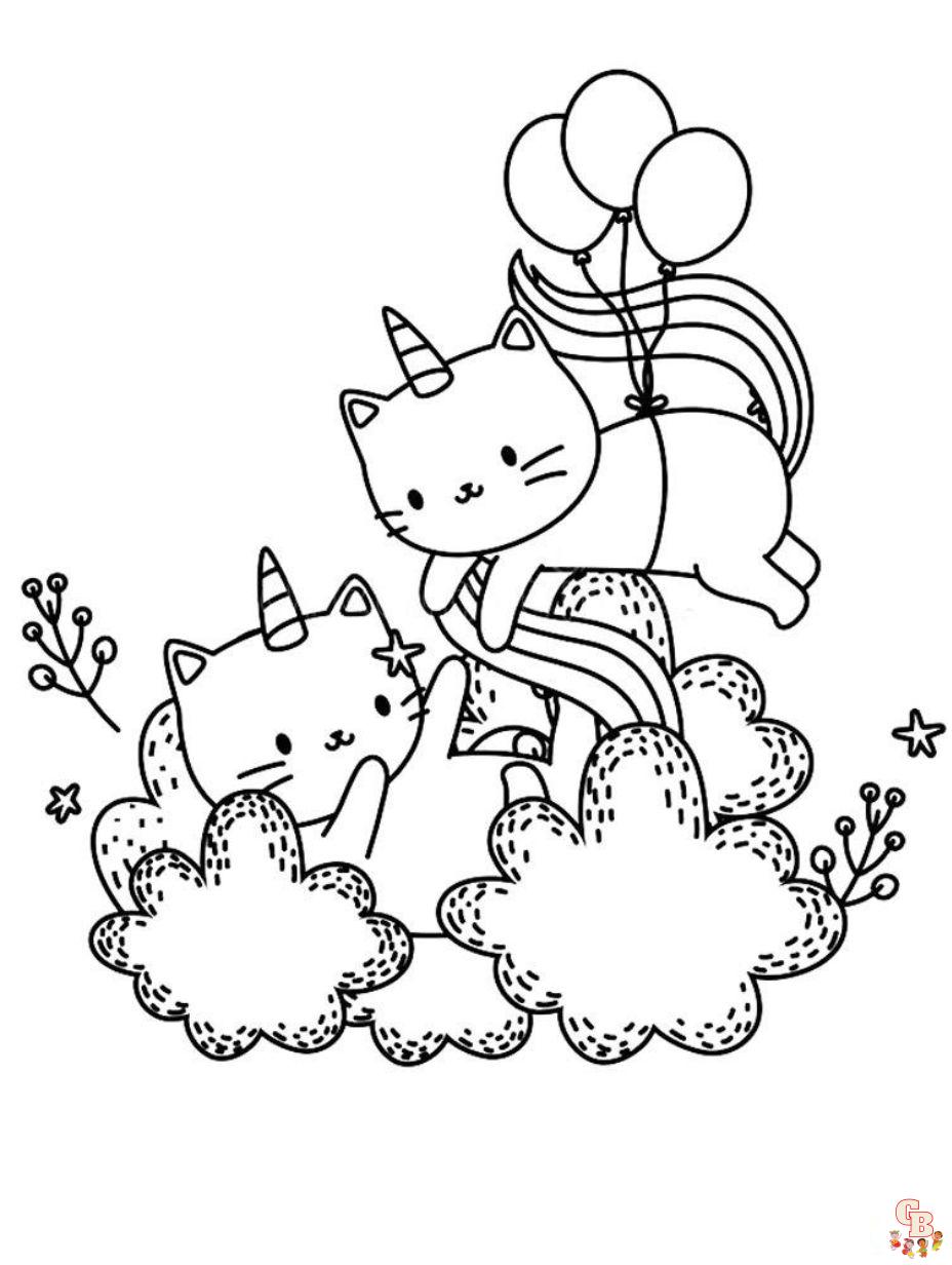 dibujos de gato unicornio para colorear