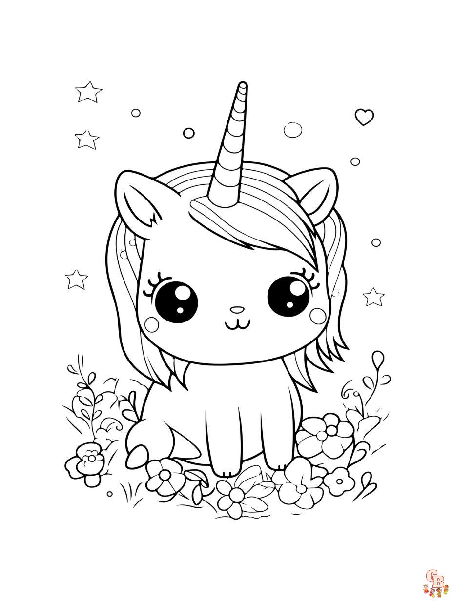 dibujos de gato unicornio para colorear para niños