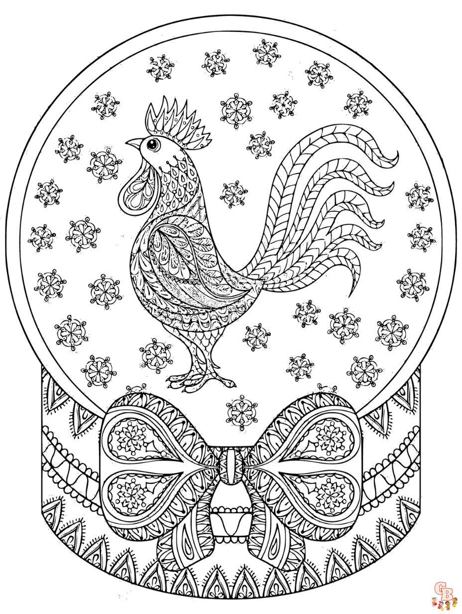 christmas chicken coloring page
