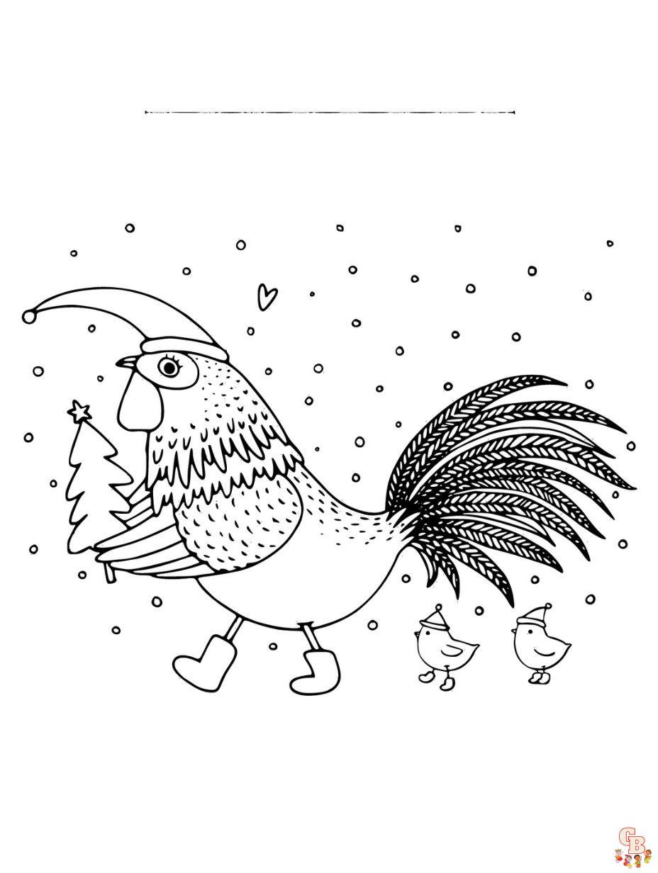 christmas chicken coloring pages