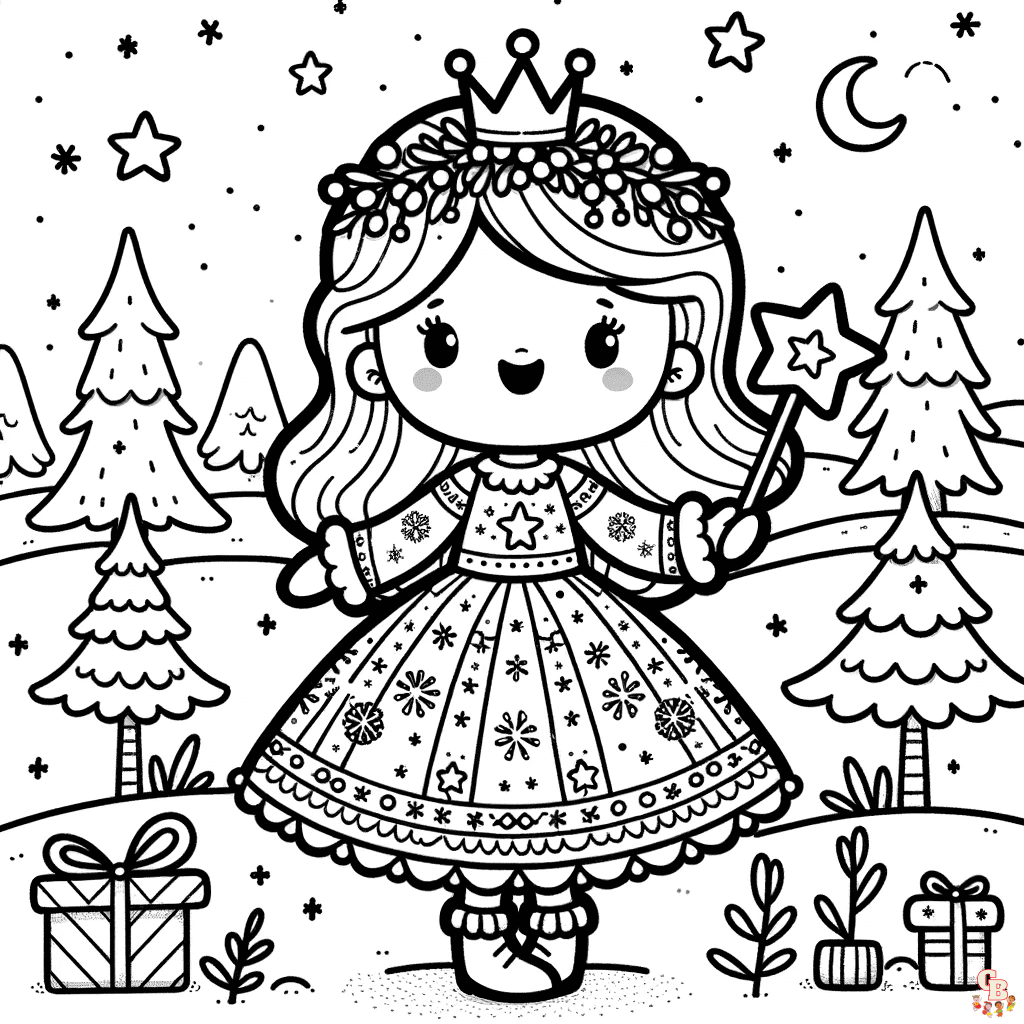 christmas princess coloring pages