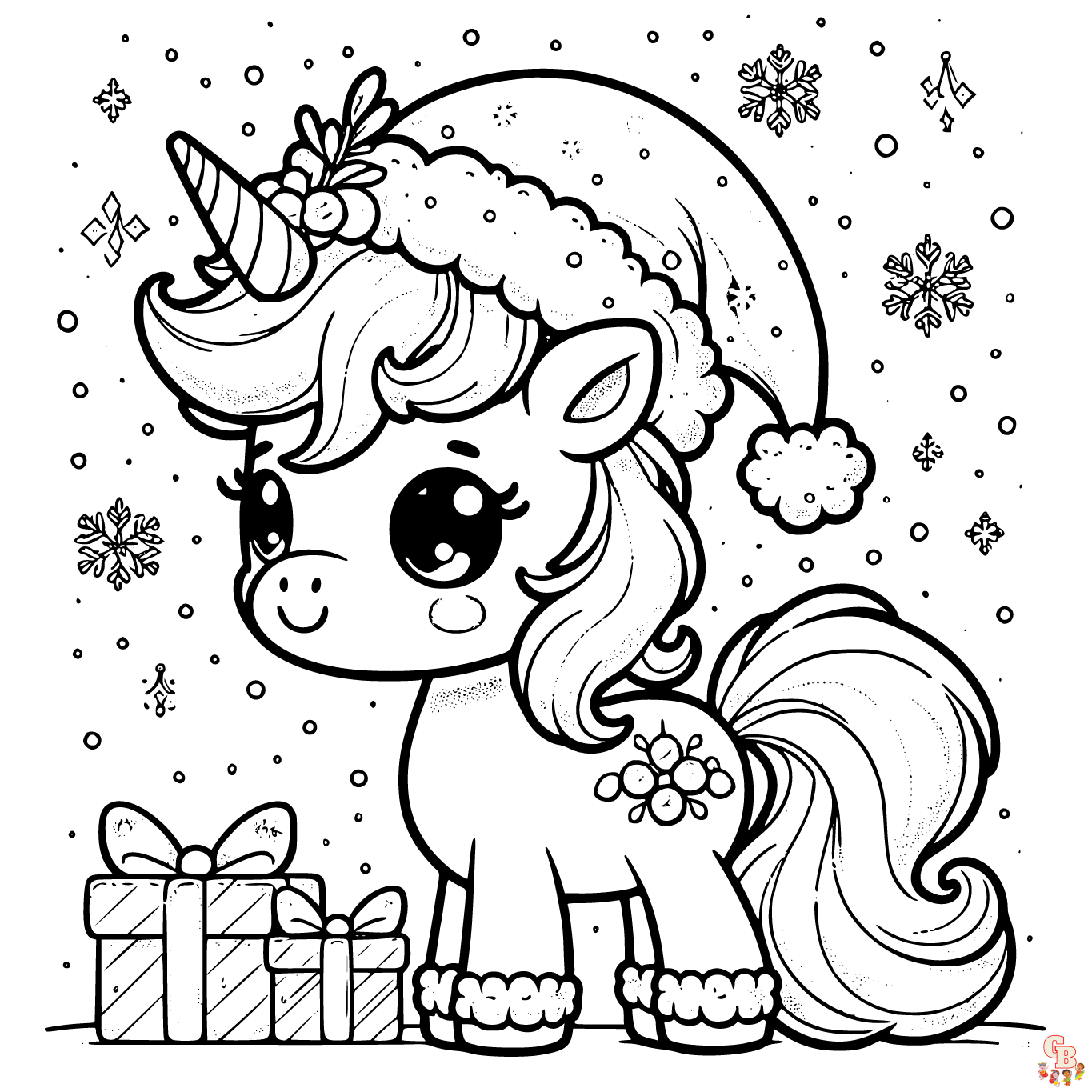 christmas unicorns coloring pages