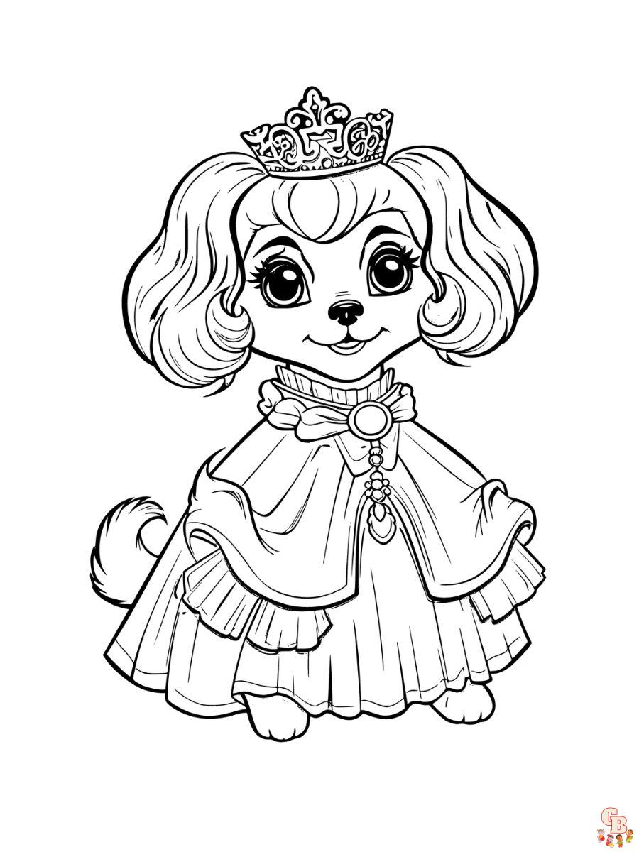 coloring page dog princess