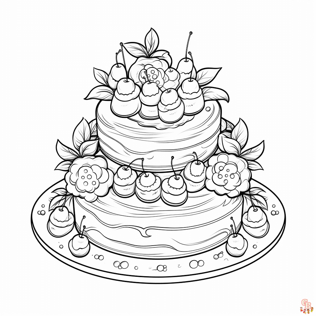 coloring page of a cake