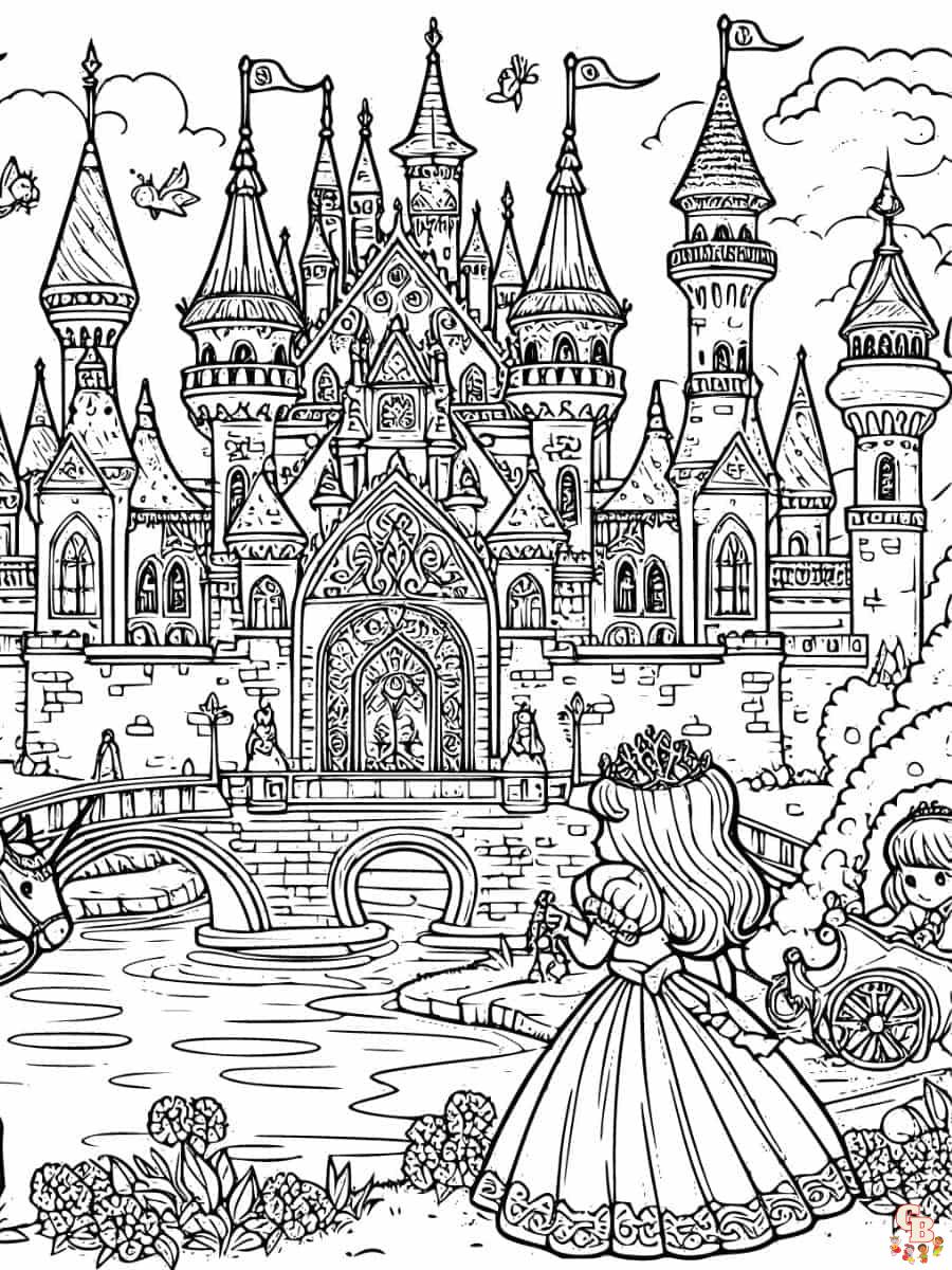 desenhos para colorir castelos princesas