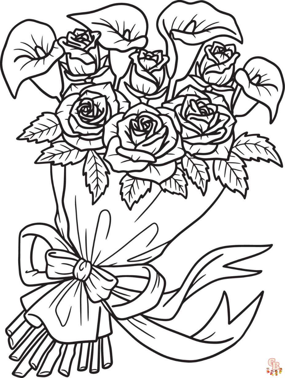 coloring pages flower bouquet