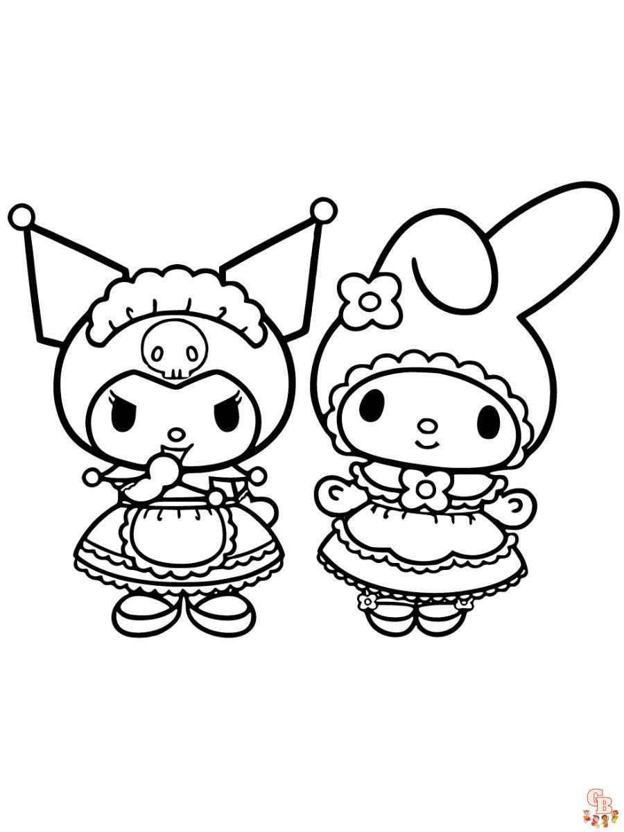 coloring pages kuromi and my melody