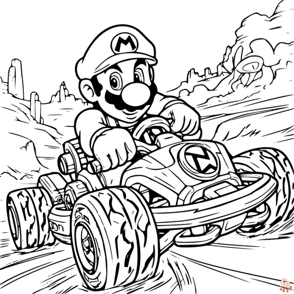 coloring pages mario kart