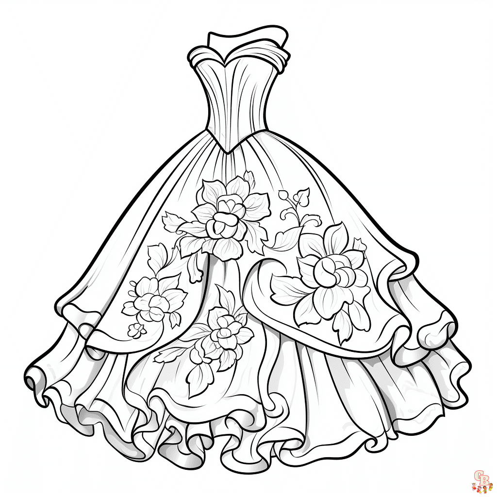 coloring pages of fashion dresses