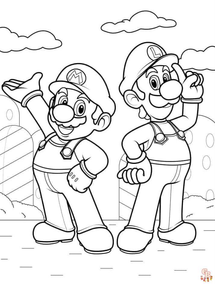 coloring pages of mario and luigi