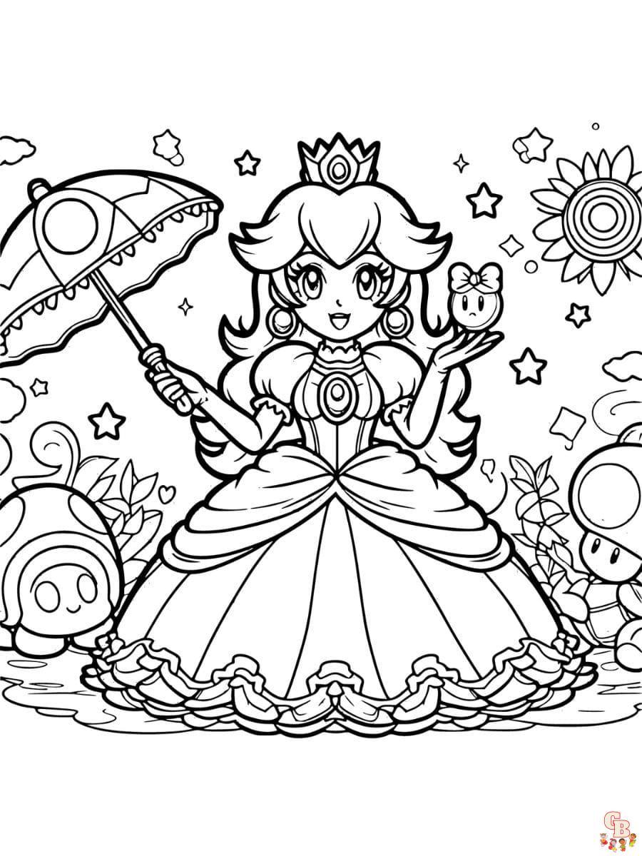 coloring pages of princess peach