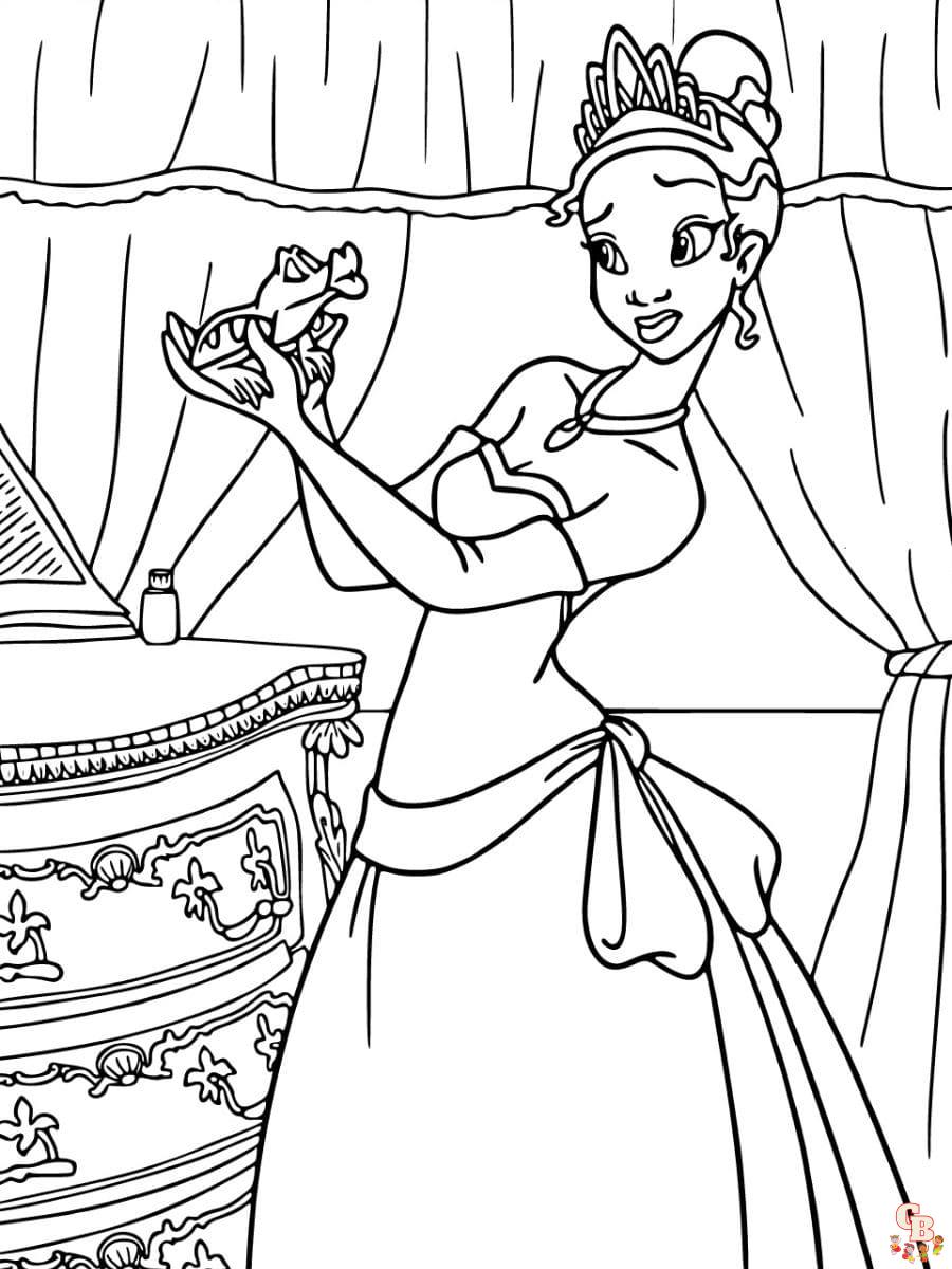 coloring pages of tiana the princess as a frog