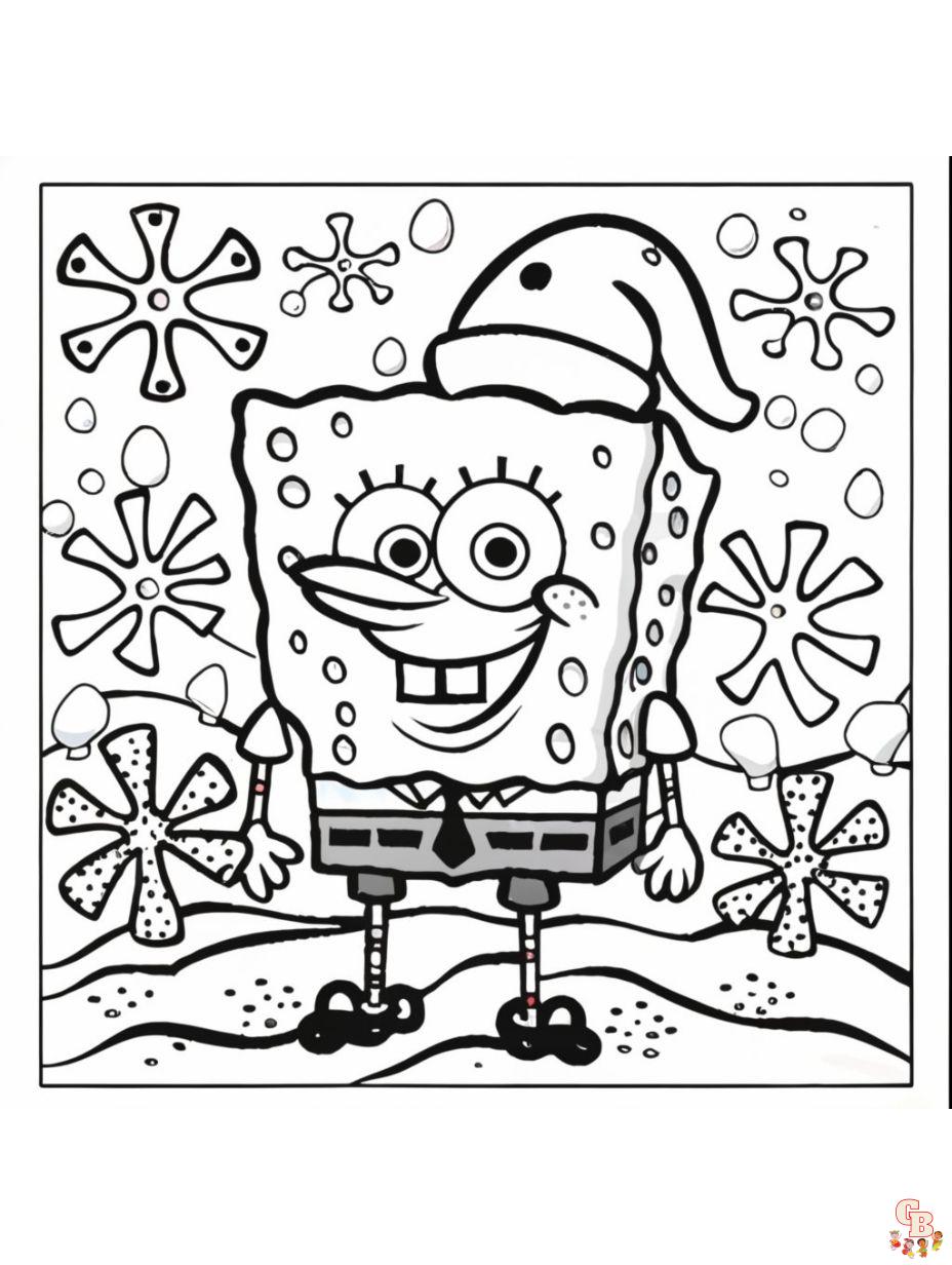coloring pages spongebob christmas