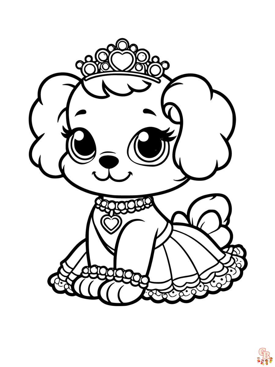 Desenho de folhas para colorir para imprimir gratuitamente, cachorro princesa para colorir