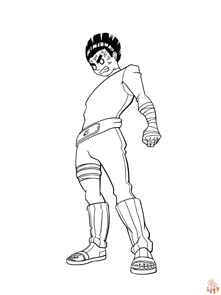 cool coloring pages of rock lee