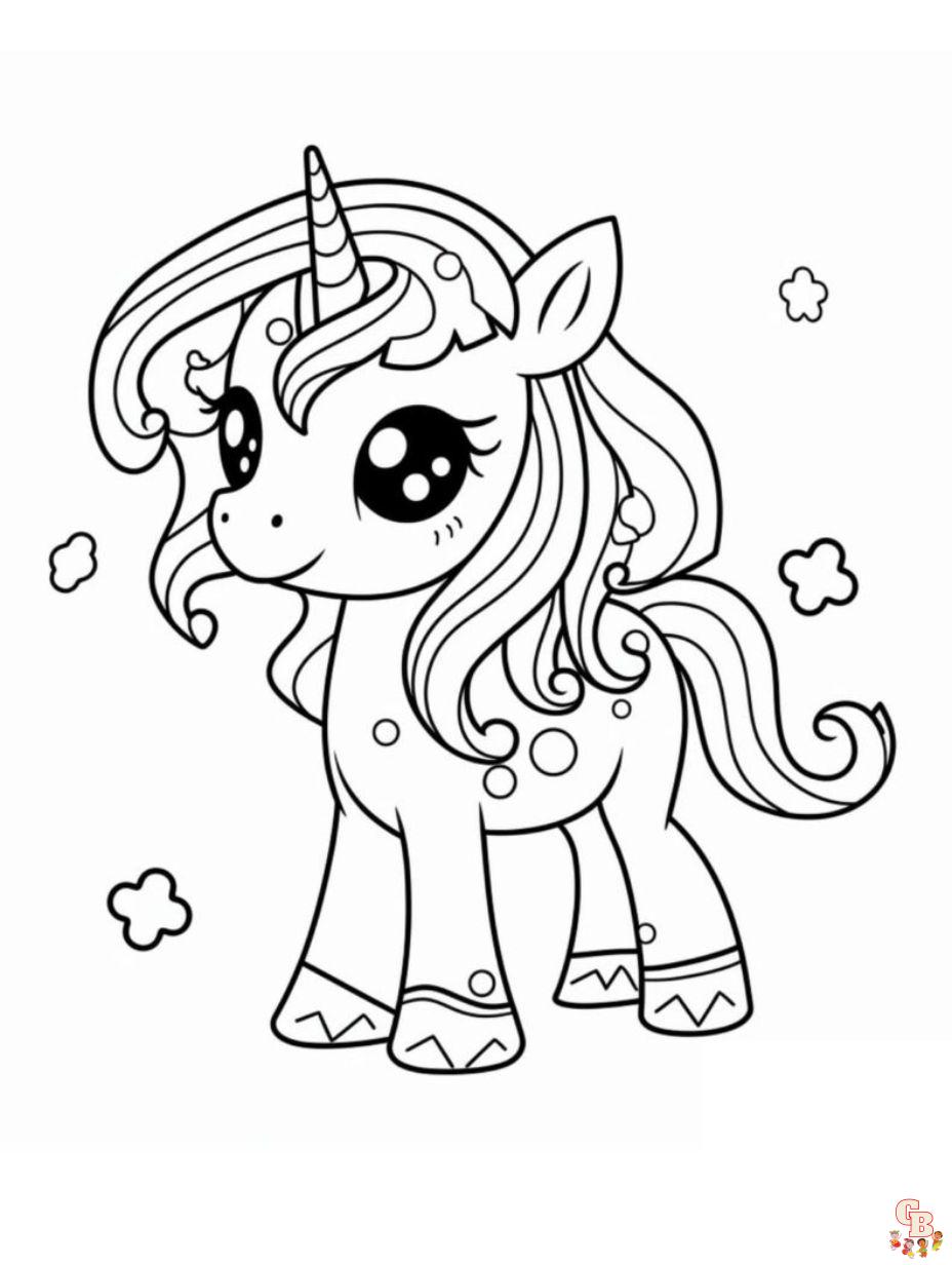 cute kawaii unicorn coloring pages