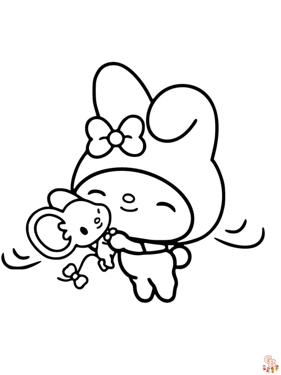 cute my melody coloring pages free