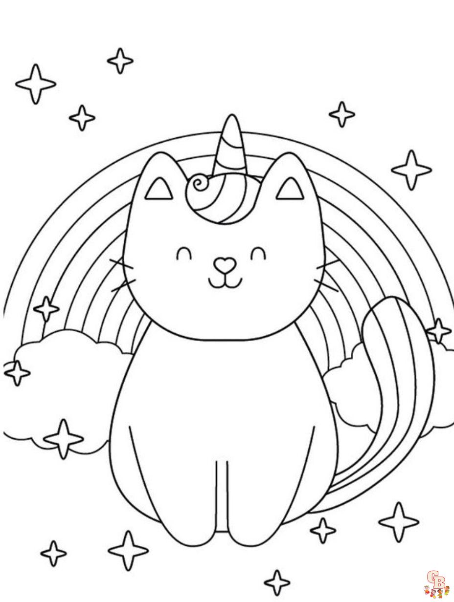 lindo gato unicornio dibujos para colorear