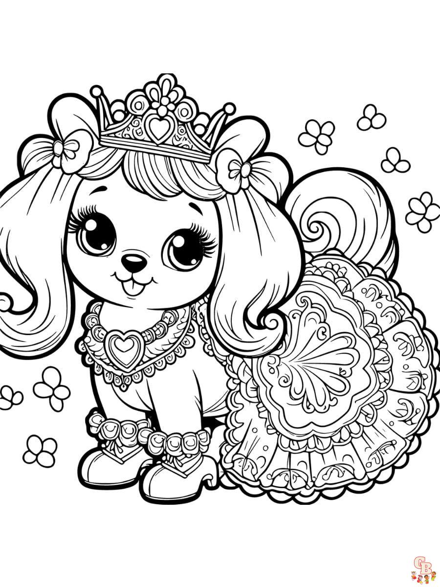 dog princess coloring page