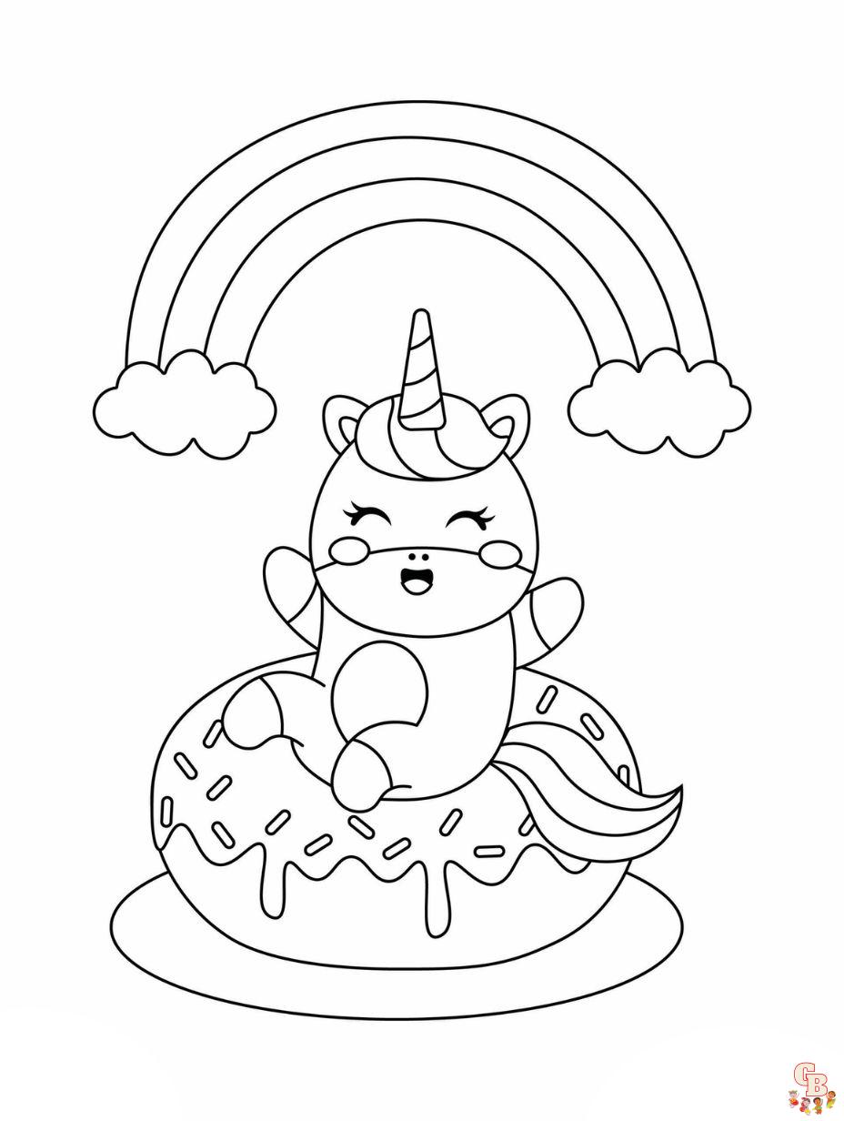 doughnut unicorn coloring page