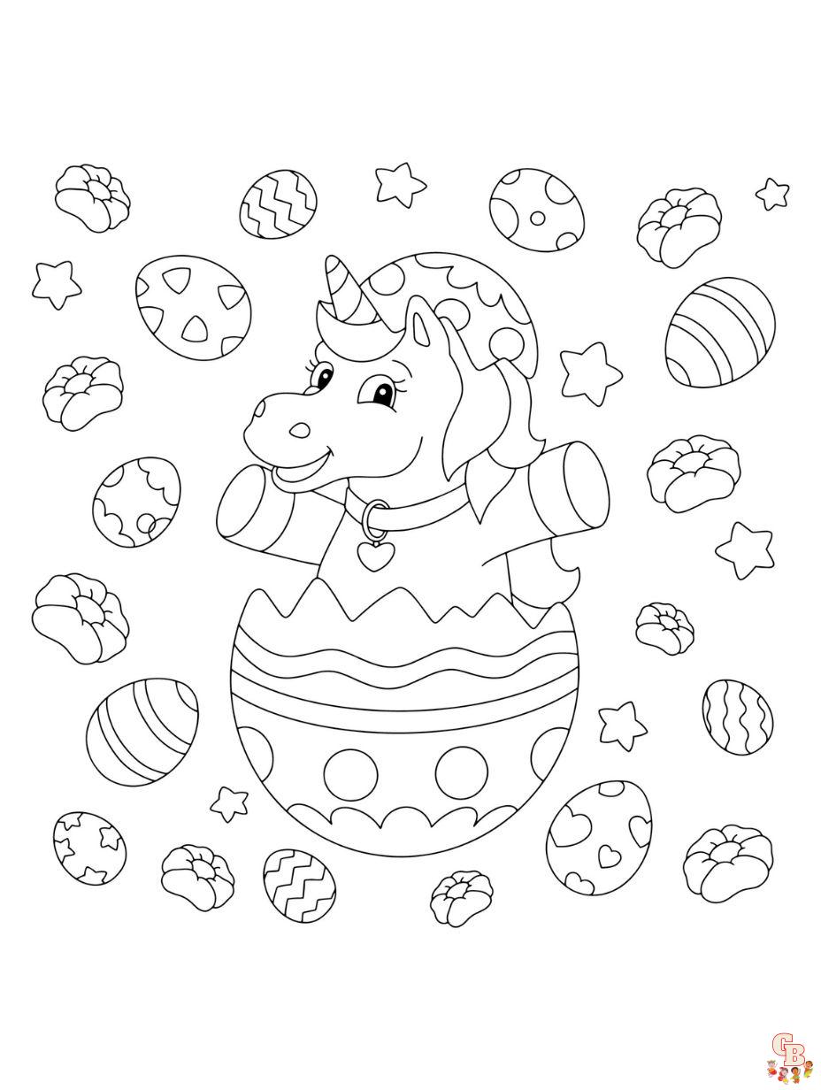 dibujos de unicornio de pascua para colorear
