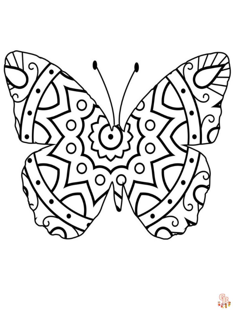 easy butterfly mandala coloring pages