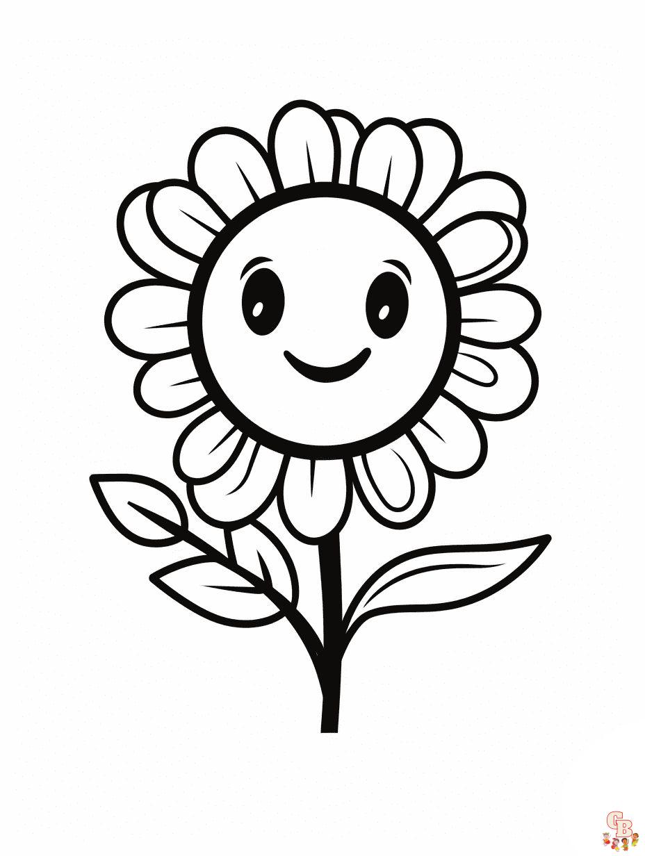 easy cute flower coloring pages
