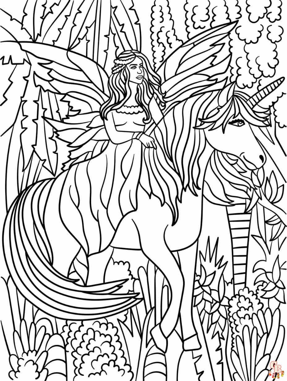 dibujos de hadas y unicornios para colorear