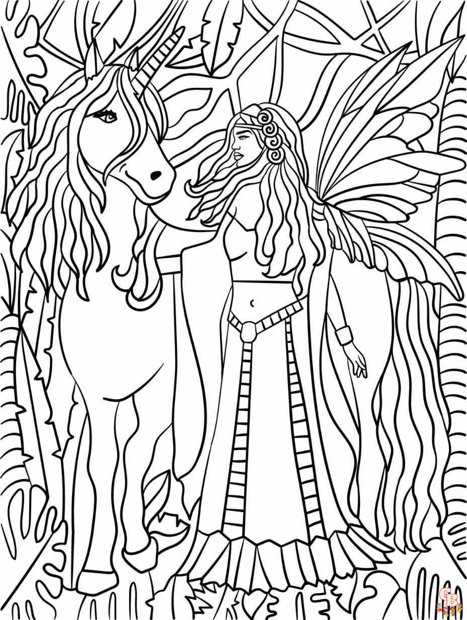 fairy unicorn coloring pages
